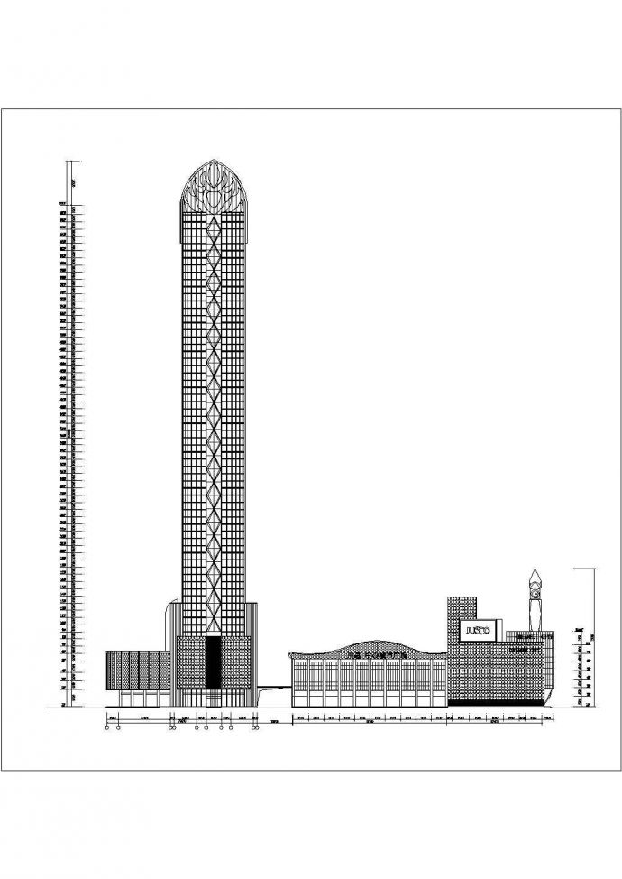 某城市68层商业综合体建筑设计方案图纸_图1