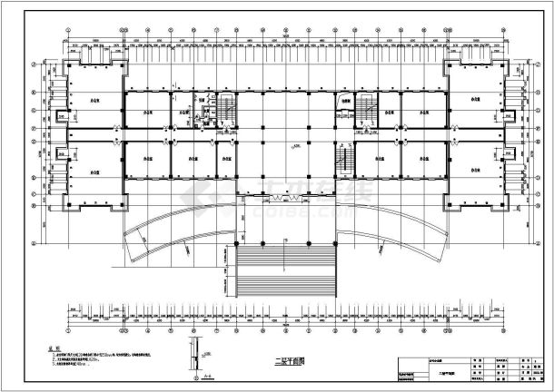 某六层对称型办公楼建筑施工图（含设计说明）-图二