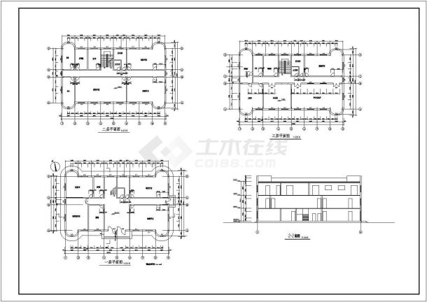 某三层建筑设计院办公楼建筑方案图（共4张）-图一