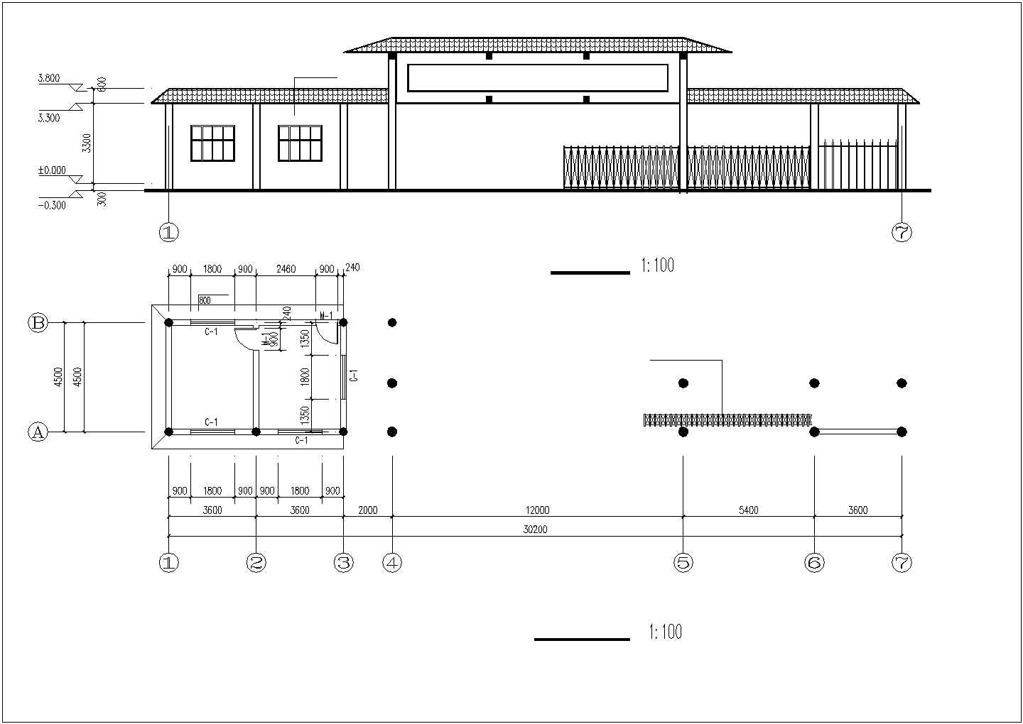 某厂区砖混结构门卫建筑设计方案图