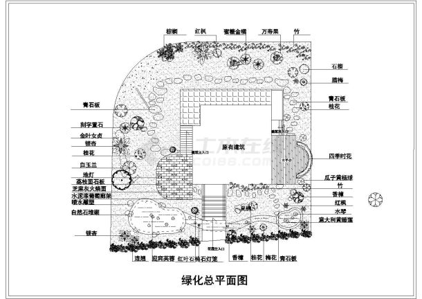 CAD general layout plan of a villa green landscape layout - Figure 1