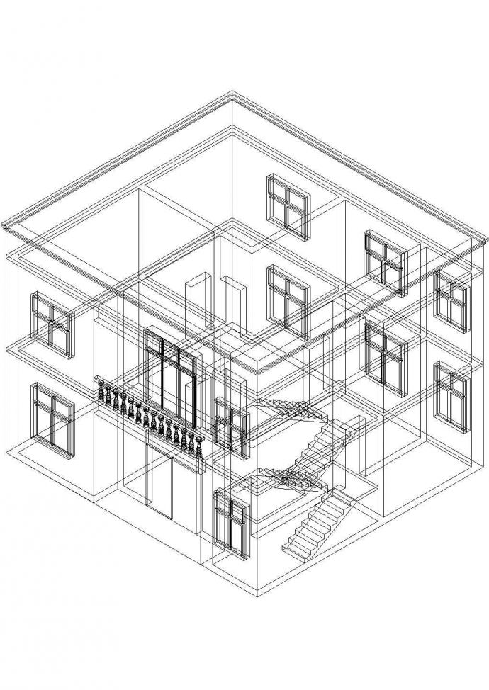 小型别墅整体CAD结构图_图1