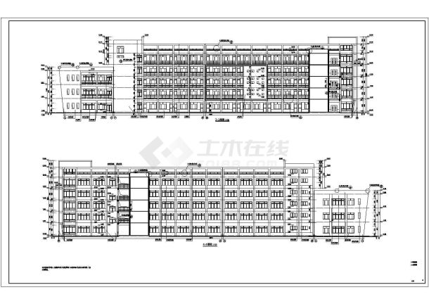 某中学6层框架结构教学楼建筑设计施工图-图一