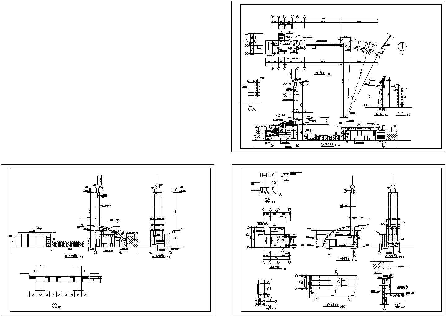 中学大门建筑设计CAD图