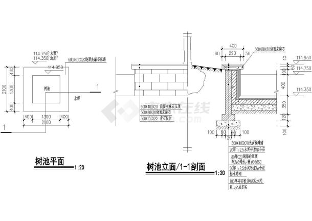 某方形树池详全套设计施工参考CAD详图-图二