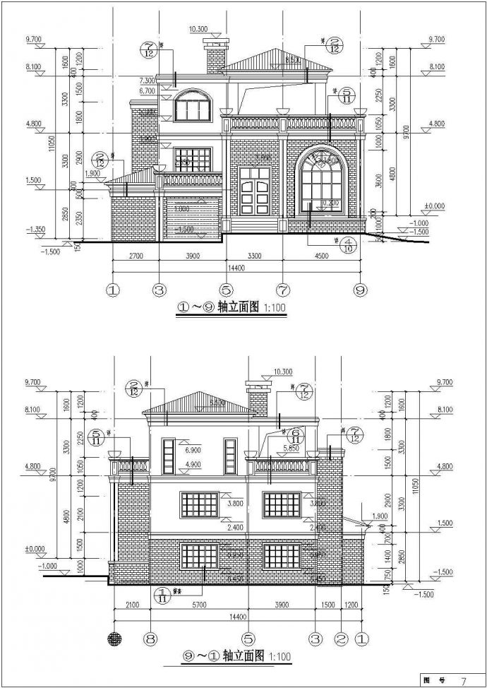 某框架结构独栋别墅建筑结设计图纸_图1
