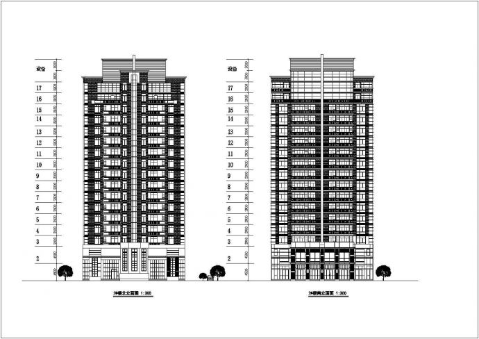 某小区十七层商住楼建筑设计方案图_图1