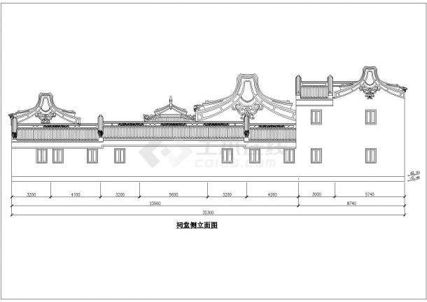 南昌西田某祠堂建筑设计CAD图-图二