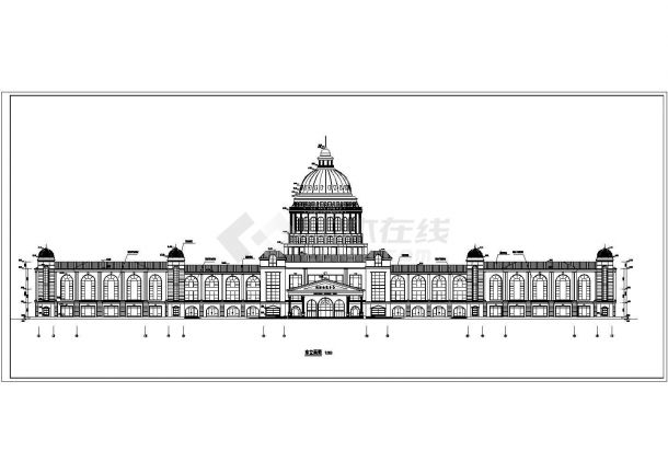 某地区三层框架剪力墙结构国际会议中心建筑施工图-图一