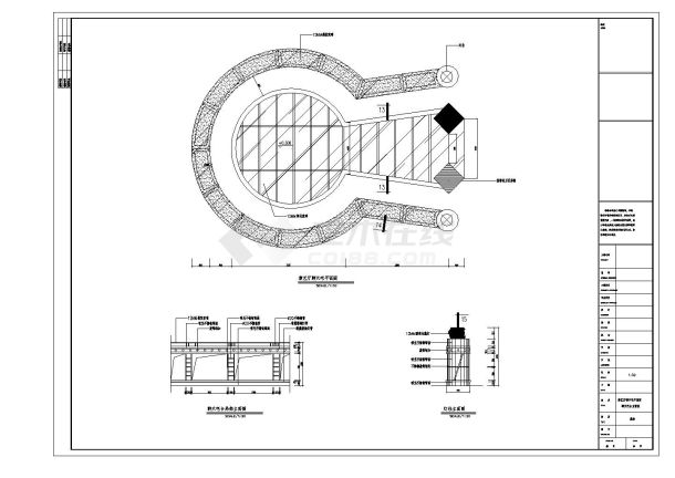 某市艺厅圆形聊吧台结构布置CAD规划详图-图一