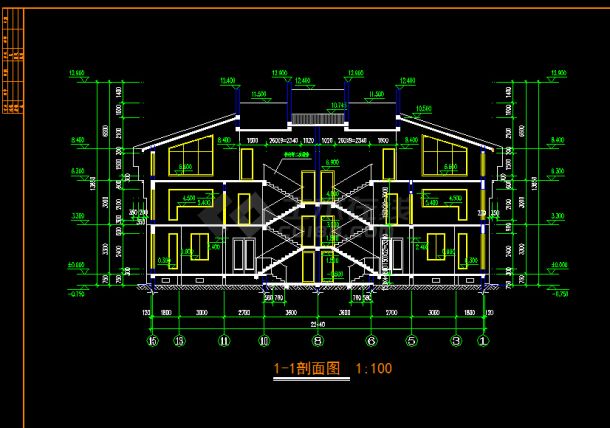 某市资兴联体别墅建筑cad施工图纸-图二