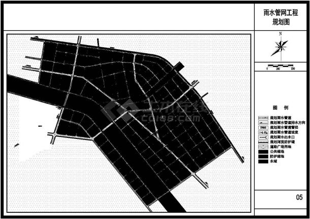 某城镇雨水管网工程规划平面布置图-图一