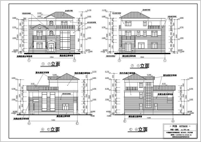 南方某地区三层小别墅建筑设计方案图纸_图1