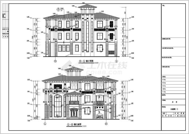 深圳市某小区欧式别墅建筑结构设计施工图纸-图一