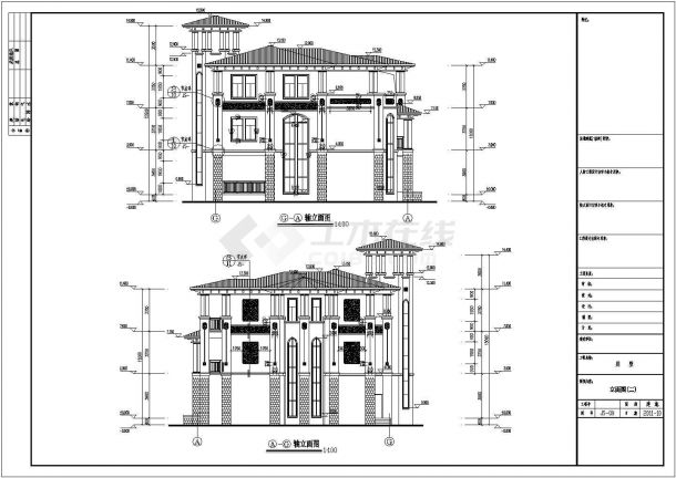 深圳市某小区欧式别墅建筑结构设计施工图纸-图二