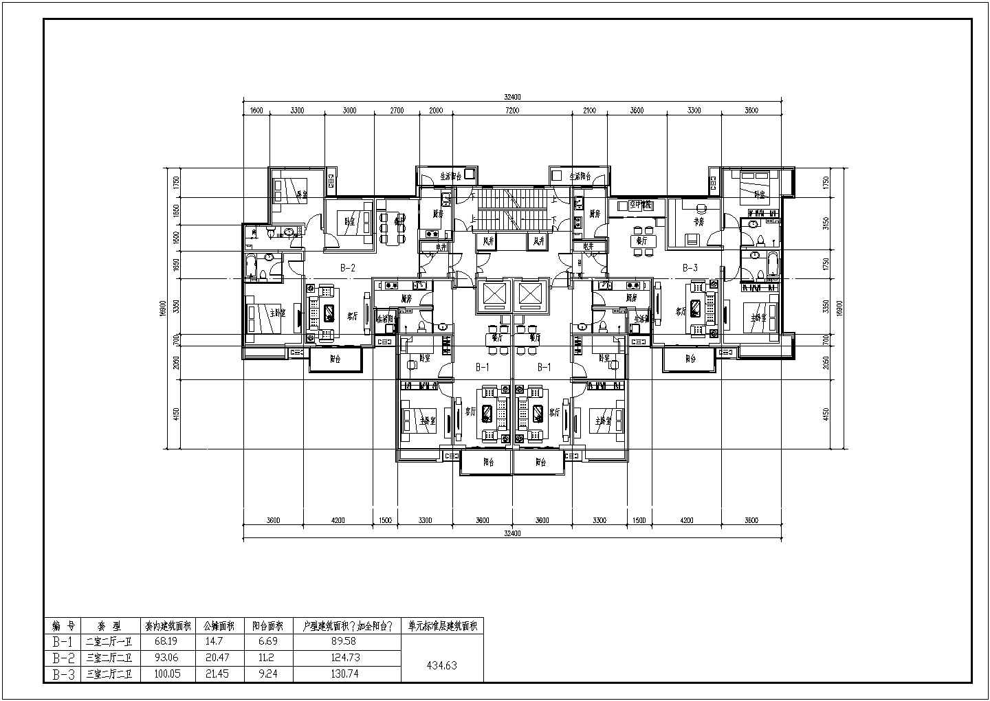 建筑工程常用各种高层户型平面方案布置图