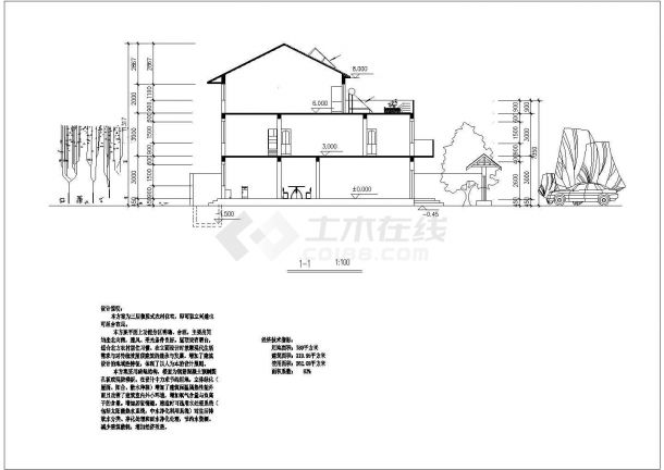 新型三层独院式农村住宅建筑CAD图-图二