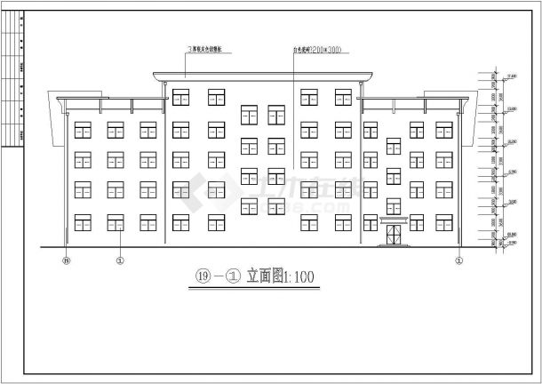 某地区地上四层局部五层框架结构办公建筑施工图-图二