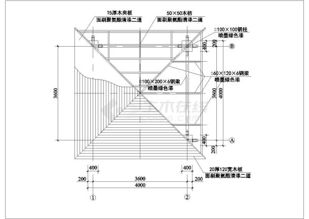 某象棋广场现代混凝土景观亭施工图-图二