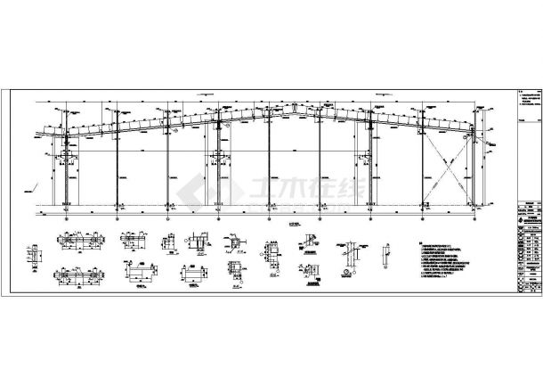 某地方小公司钢结构厂房刚架图CAD图-图二
