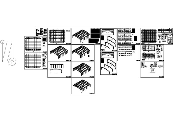 3900平方米单层空间管桁架结构体育场全套建筑结构cad施工图（59米跨度）_图1