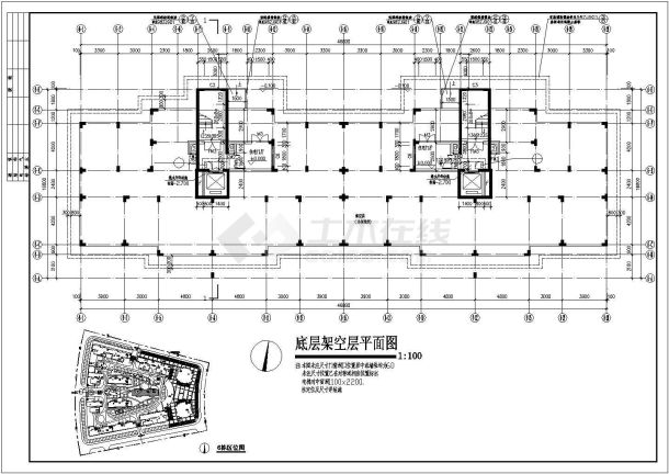 某高层住宅6栋建筑施工图（共8张）-图一