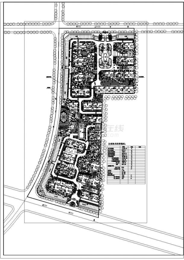 某长形地块住宅小区总平面规划方案-图一