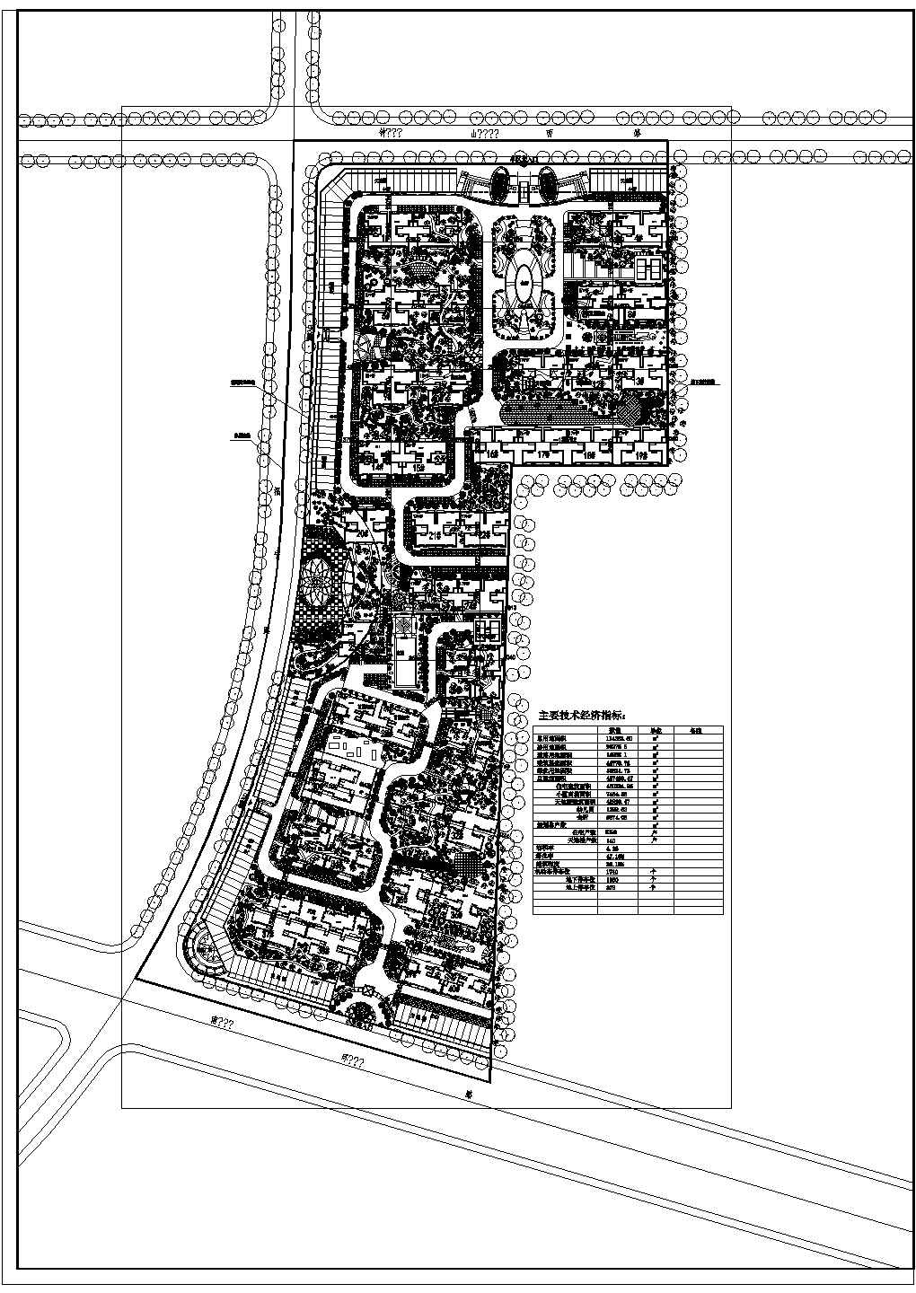某长形地块住宅小区总平面规划方案