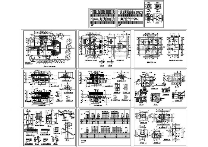 中式风格别墅建筑施工CAD图纸，共12张图纸_图1