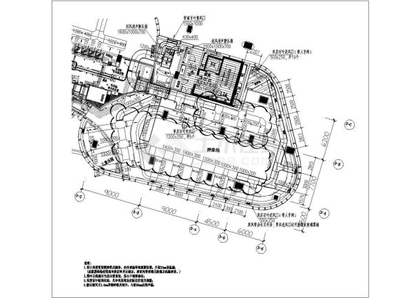 热泵除湿的恒温恒湿泳池全套暖通施工图纸-图一