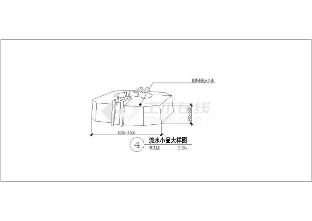 石质灯笼、流水小品、鸟居、竹篱笆等小品大样图-图二