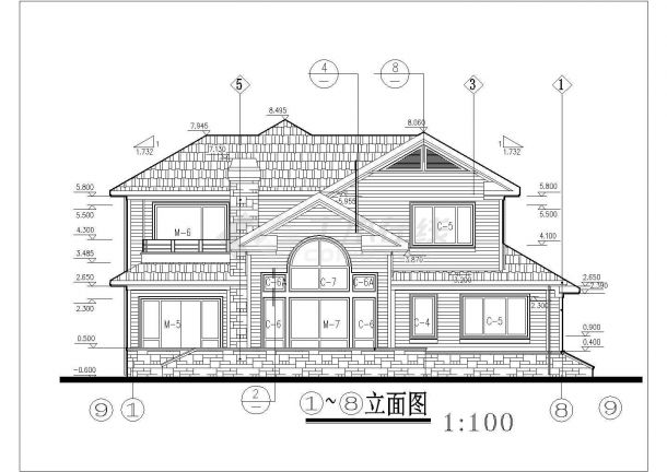 某小区二层框架结构别墅建筑设计方案图纸-图一