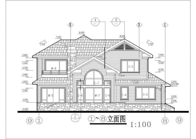 某小区二层框架结构别墅建筑设计方案图纸_图1