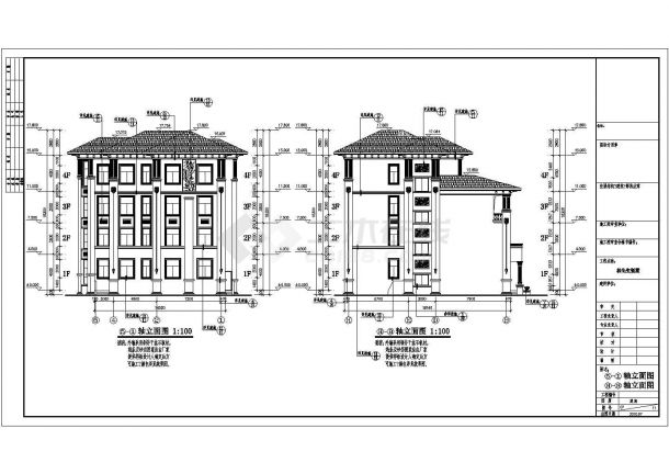 某地四层框架结构别墅楼建筑设计施工图-图二