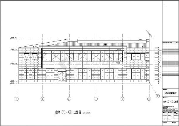 上海某住宅小区二层会所建筑设计方案图纸-图一