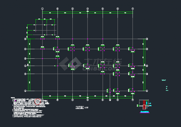 某2层框架综合楼结构设计图（含计算书，PKPM模型）-图一