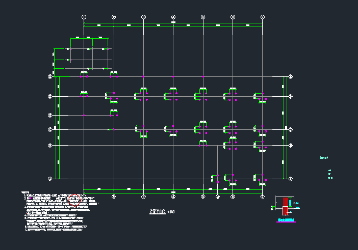 某2层框架综合楼结构设计图（含计算书，PKPM模型）