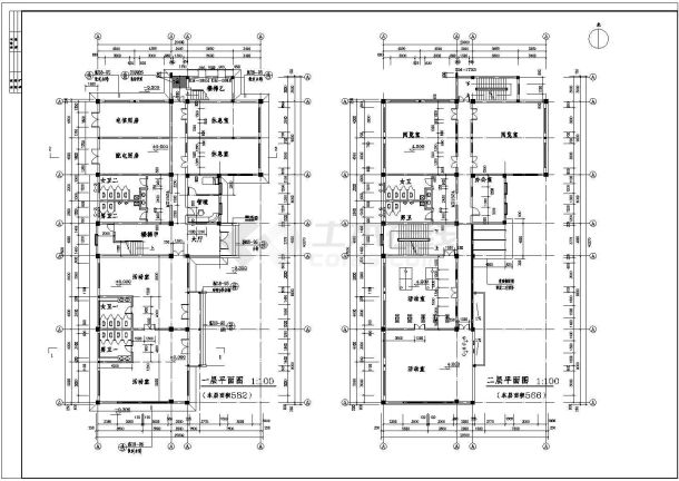 现代平顶会所建筑施工图（共4张）-图一