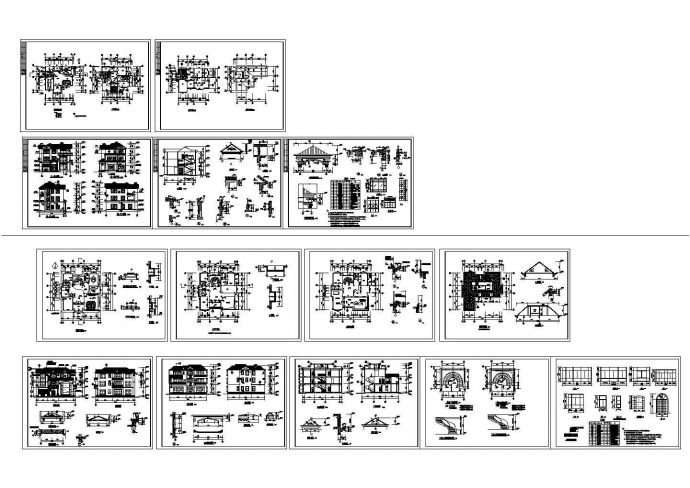 欧式风格别墅建筑施工CAD图纸，共28张图纸_图1