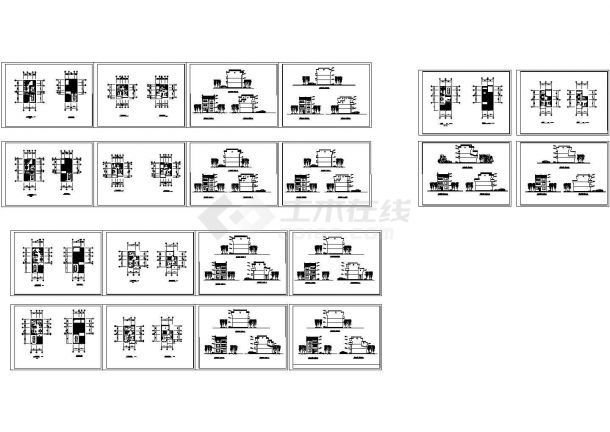 中式风格别墅建筑施工CAD图纸，共39张图纸-图一