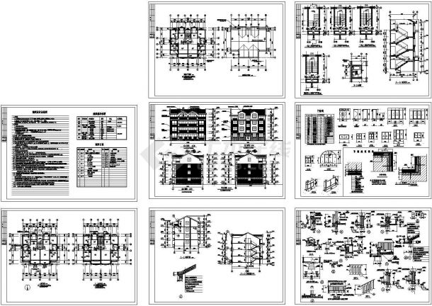 地中海风格别墅建筑施工CAD图纸，共18张图纸-图一