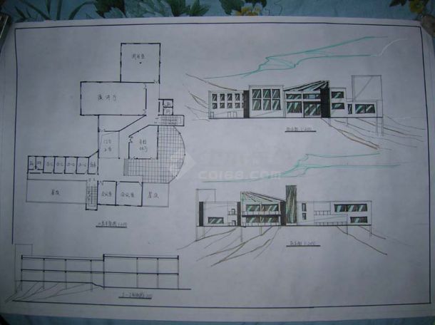 学生活动中心 小住宅 高速路服务区—手绘建筑快题设计（JPG图26张 分辨率600x600左右)-图二