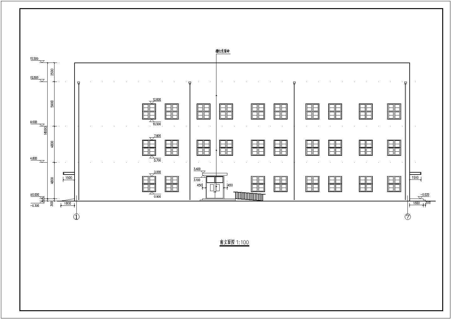 某学校三层食堂综合楼建筑设计施工图