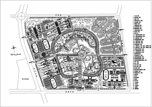 南方某大学校园总平面规划设计方案-图一