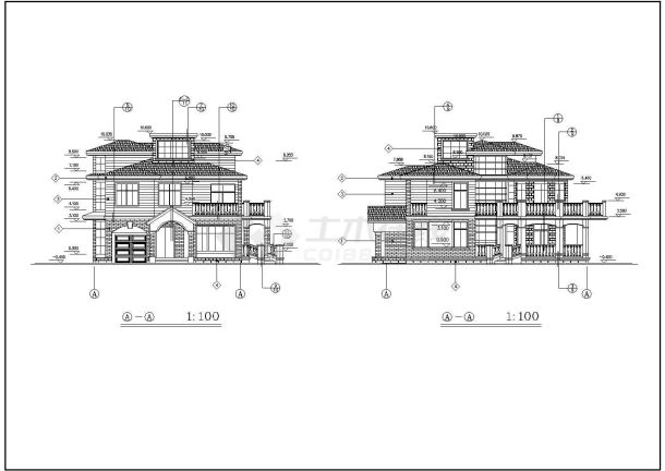 一套精品小型别墅全套建筑CAD图-图一