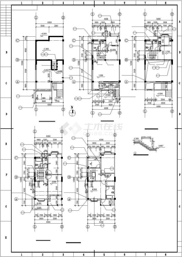 某3层豪华联排别墅建筑施工图纸（全套）-图二