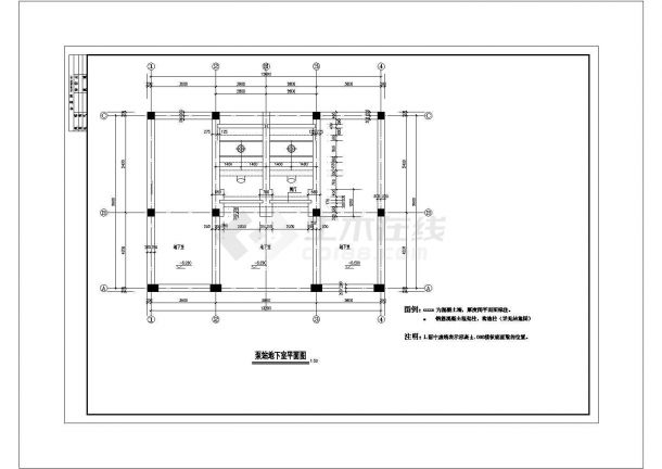 某地单层地上框架泵房结构设计图纸-图二