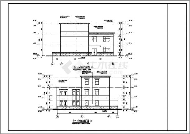 某城市三层卫生监督所办公楼建筑设计施工图-图二
