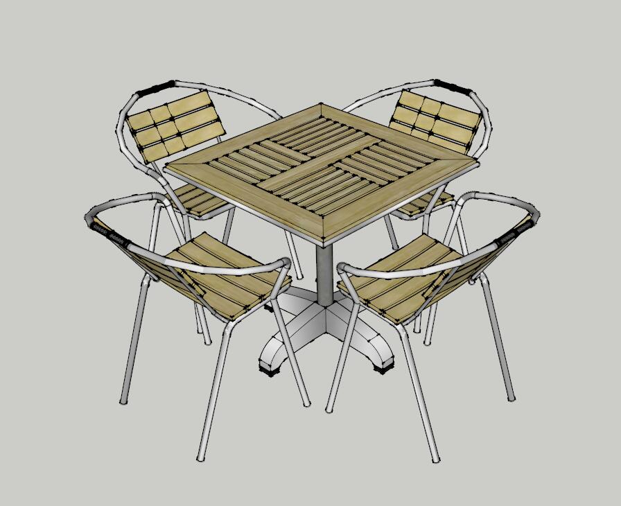 四人咖啡桌椅组合su模型