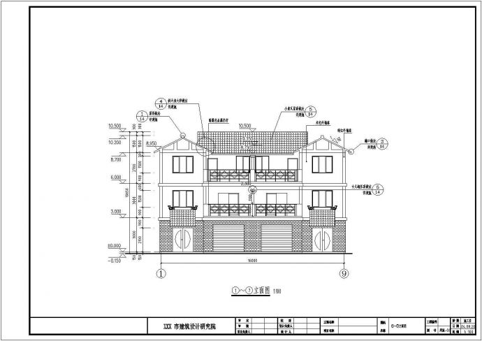 某地区三层两户型住宅楼建筑设计方案_图1
